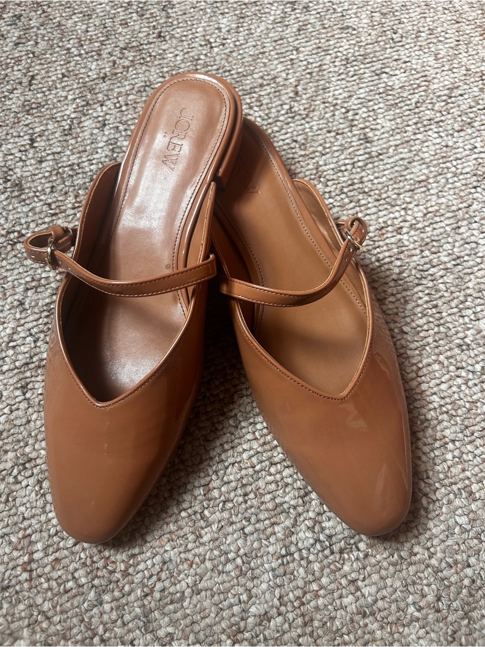 J. Crew Cognac Patent Leather Mary Jane Mules size 9.5